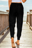 Black Elastic Waist Jogger Pants with Pockets