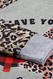 Leopard Sleeves Christmas Tree Print Top