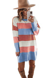 Rainbow Colorblock Long Sleeve Sweater Dress