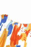 Multicolor Crochet Detail Paint Print Blouse