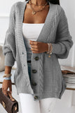 Buttons Front Textured Knit Cardigan