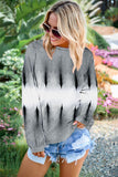 Multicolour Color Block Tie Dye Pullover Sweatshirt