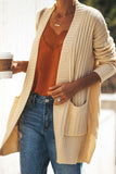 Shawl Neckline Long Sleeve Cardigan with Pocket