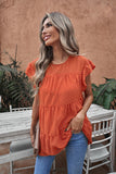 Dusty Pink Polka Dot Babydoll Style Flutter Sleeve Top