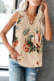 V Neck Lace Trim Floral Tank