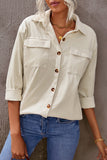 Pocketed Button Ribbed Textured Shacket