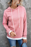 Plain Hoodie with Lace Trims