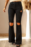 High Waist Ripped Bell Bottom Jeans