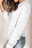 Long Sleeve Button Fuzzy Polka Dot Shirt