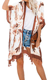 Bohemian Print Open Front Loose Kimono Beach Cover up