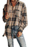 Plaid Pocket Buttoned Long Sleeve Shirt
