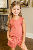 Salmon Ruffled Sleeveless Kids' Romper