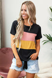 Color Block Panel Front T-shirt with Knot