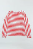 Cotton Blend Striped Long Sleeve Top