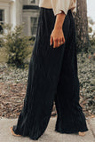 Pleated Drawstring High Waist Wide Leg Pants