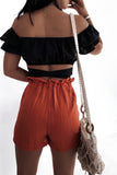 Frilled Drawstring Waist High Rise Shorts