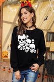 Ghosts Halloween Print Drop Shoulder Black Sweatshirt
