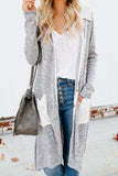 Solid Patchwork Long Striped Cardigan with Pockets