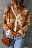 Orange Fluff Knitted Button Up Cardigan Sweater