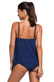 Lace Overlay Spaghetti Straps Tankini Swimsuit