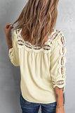 Beige Crochet Trim Hollow-out Blouse