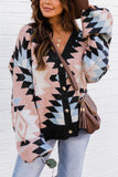 Oversized Aztec Buttons Front Cardigan