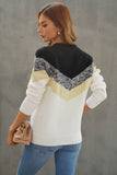 V Stripe Pattern Colorblock Sweater