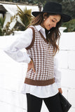 V Neck Argyle Plaid Knitted Sweater Vest