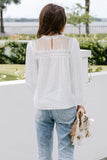 Frill Neck Swiss Dot Puff Sleeve Blouse