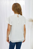 Little Girl Swiss Dot Ruffle Sleeves Top