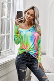 Tie-dye V Neck Long Sleeves Top