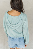 Loose Fit Ribbed V Neck Hoodie