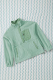 Half Button Pocketed Fleece Pullover Sweatshirt