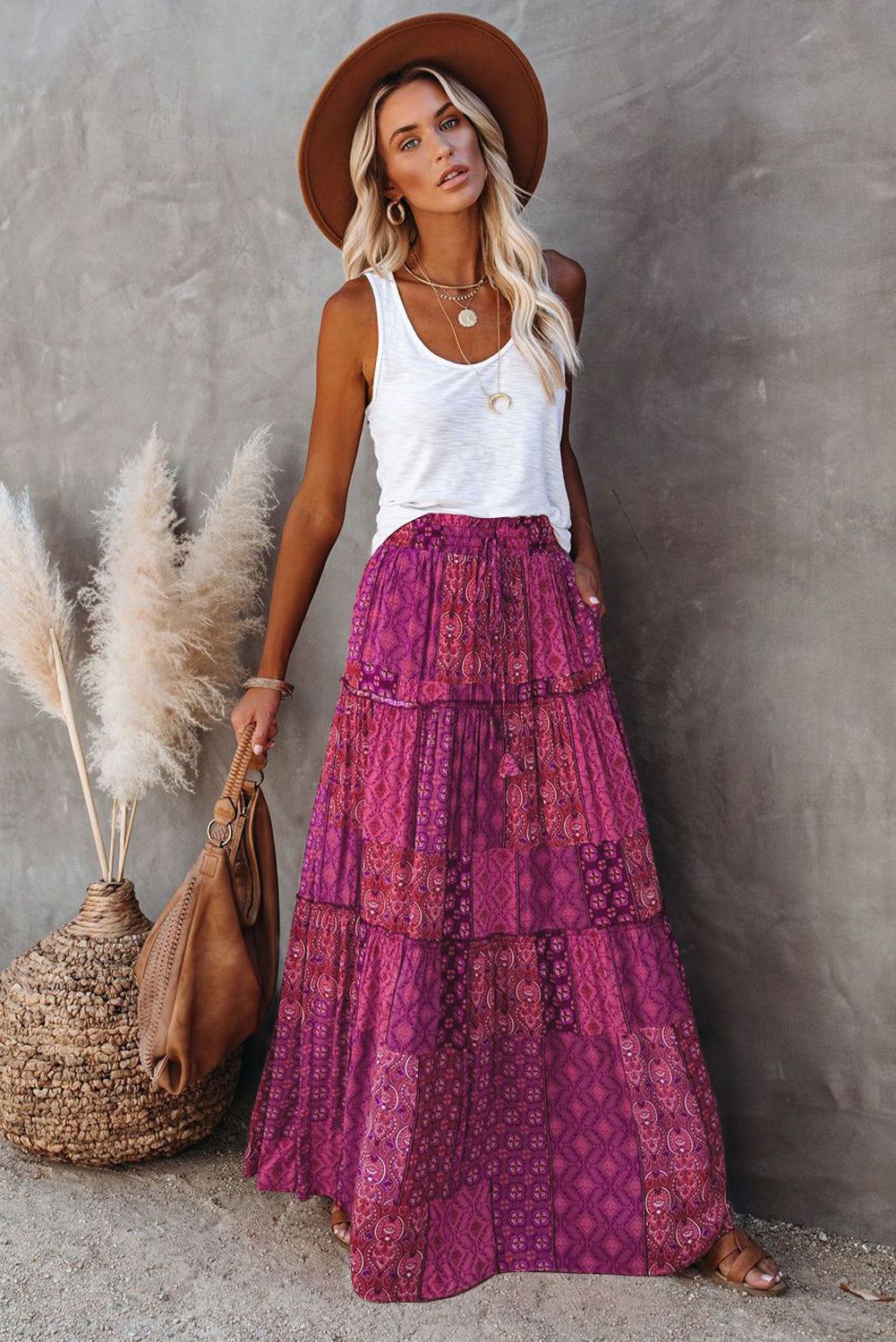 Tiered Paisley Print Pocketed Maxi Skirt – ALELLY