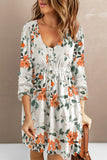 Dainty Floret Print Button Up High Waist Mini Dress