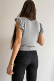 Khaki Cascading Ruffles Knit Tank Top