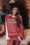 Reindeer Geometric Print Top and Skinny Pants Lounge Set