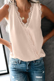 Eyelash Lace Trim Wrap V Neck Tank Top