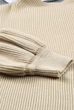 High Neck Drop Shoulder Rib Knit Sweater