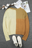 color Crew Neck Contrast Color Block Sweater