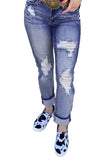 Splatter Boyfriend Straight Ripped Jeans