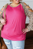 Plus Size Ladder Hollow-out Cheetah Sleeve Top