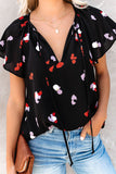 V-neck Short Sleeve Fashion Print Fantasy Fluttering Blouse