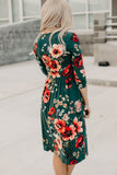 Floral 3/4 Sleeve Wrap Dress