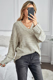 V neck Drop Shoulder Knitted Sweater