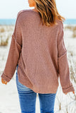 Pink Reverse Seam Detail Relaxed Pullover Sweater
