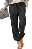 Drawstring Elastic Waist Pull-on Casual Pants with Pockets