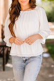 Lattice Frilled Off Shoulder Cinched Waist Peplum Blouse