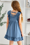 Ruffled Empire Waist Pleated Flowy Kid Dress