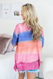 Rainbow Ombre Buttoned Cardigan with Pockets